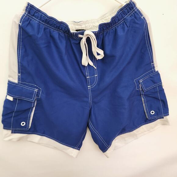 PBX Basics Swim Trunks Shorts Blue White Speed Dry Cargo men small size - Picture 1 of 6